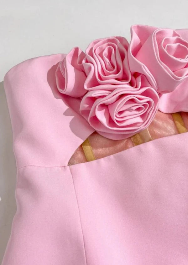 Halley Rosakleid – 3D-Blumenapplikation & Unsichtbarer Reißverschluss