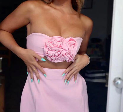 Halley Rosakleid – 3D-Blumenapplikation & Unsichtbarer Reißverschluss