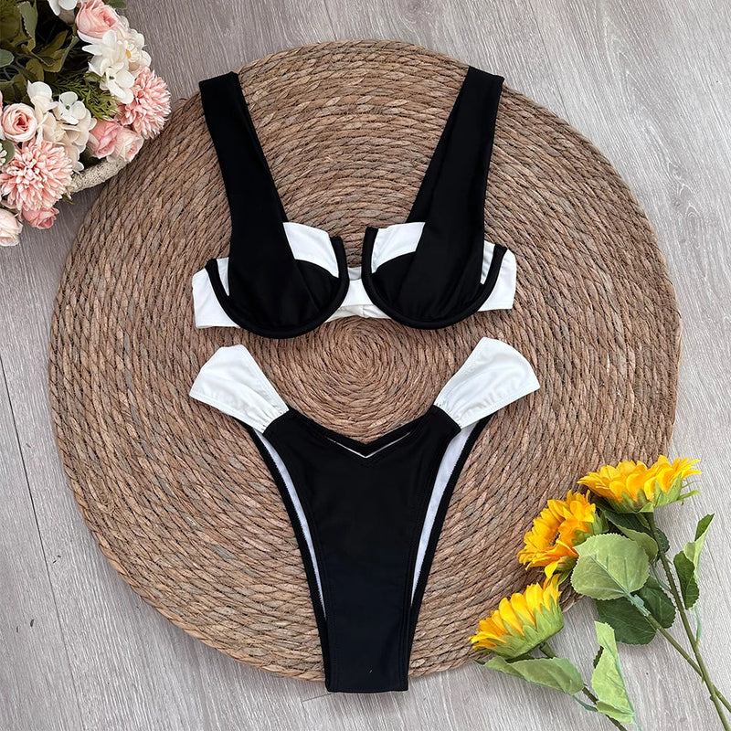 VALENTINO BIKINI SET – Schwarz & Weiß Klassiker ✨