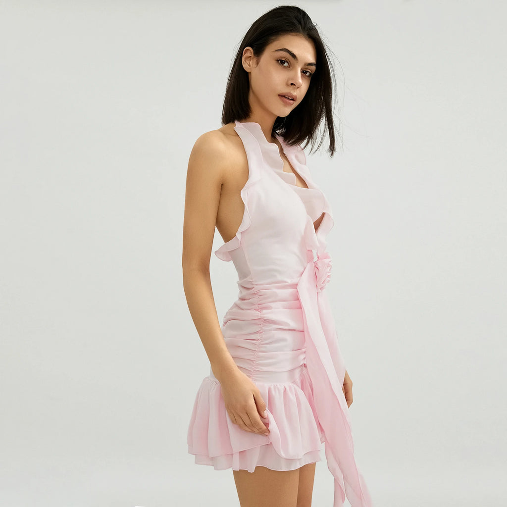 BELLE KLEID – Zartrosa Sommerkleid mit Schlitzeinsatz 💗