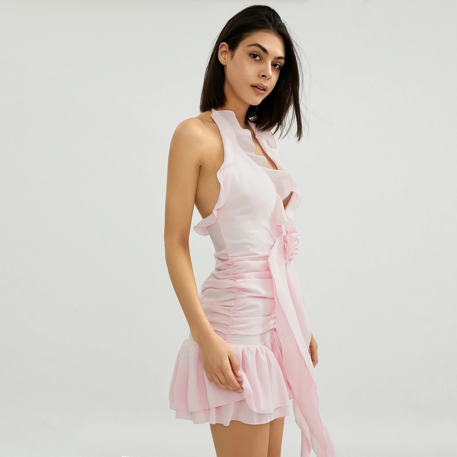 BELLE KLEID – Zartrosa Sommerkleid mit Schlitzeinsatz 💗