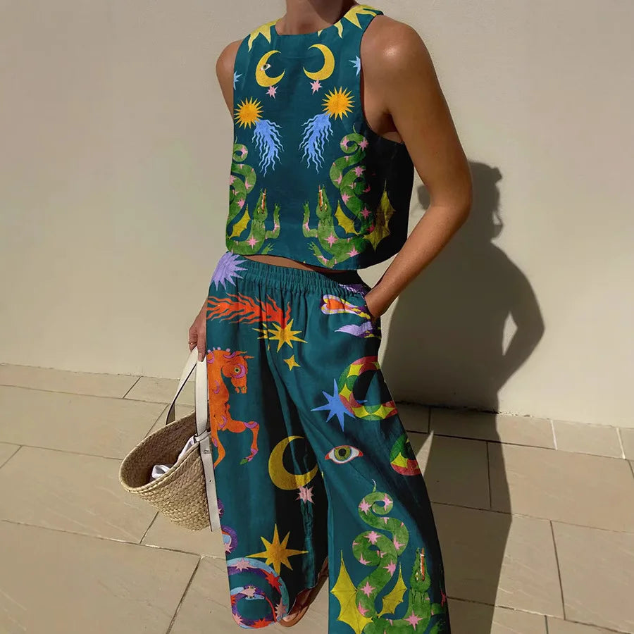 Bequeme Öko-Jogginghose mit Taschen & Statement-Tanktop