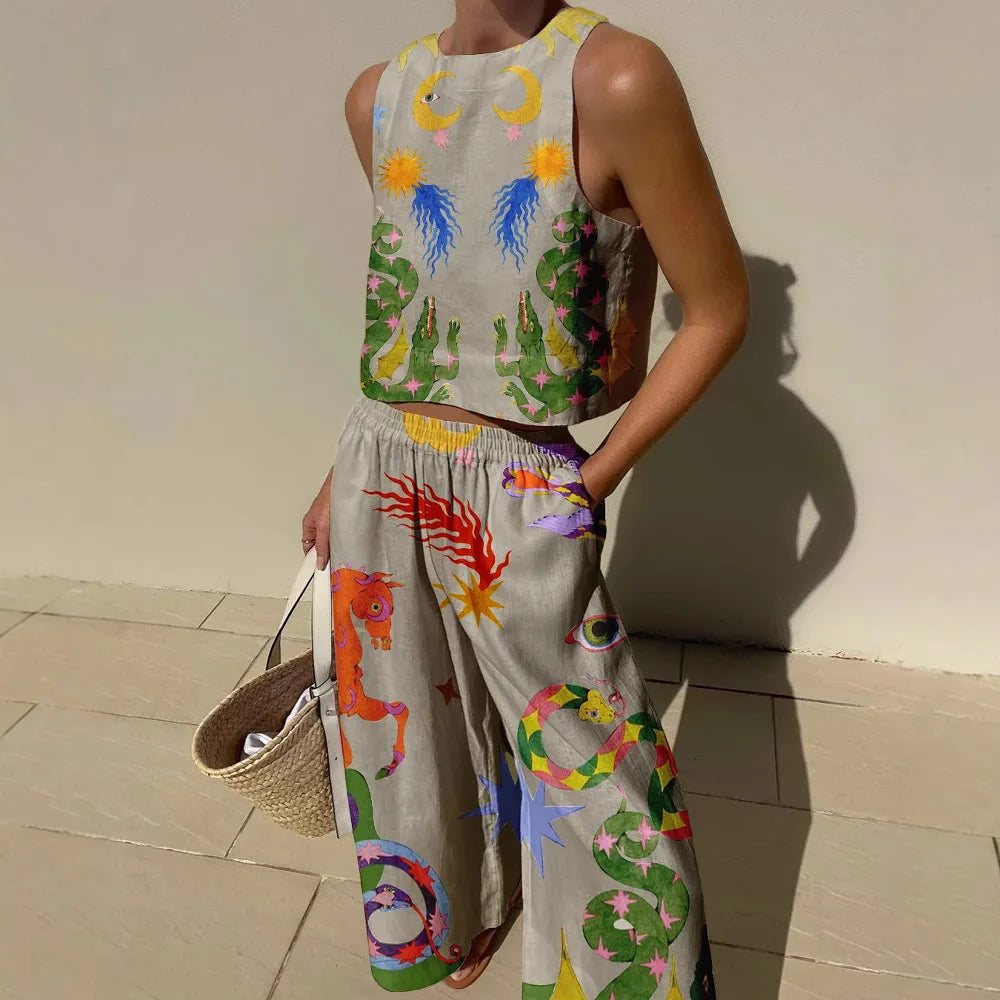 Bequeme Öko-Jogginghose mit Taschen & Statement-Tanktop