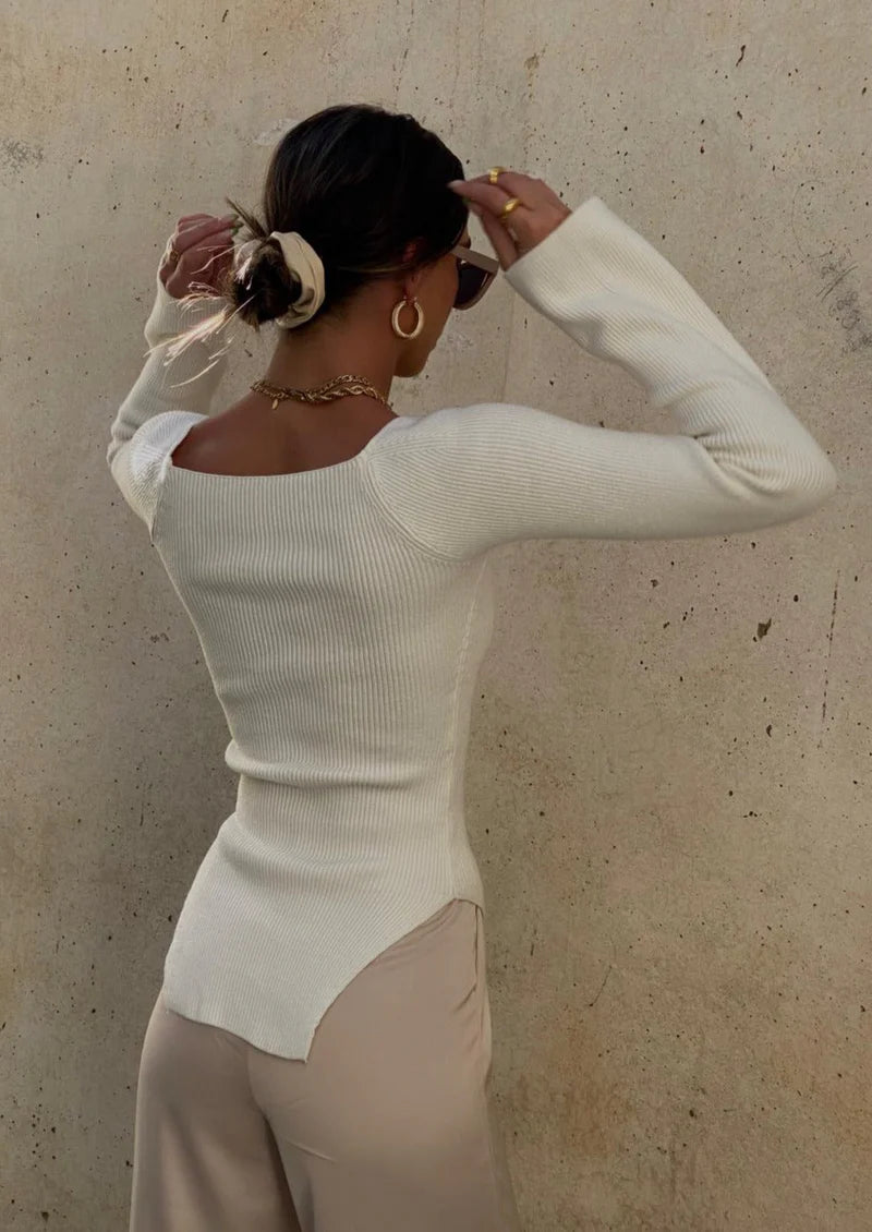 Kylie Strickpullover – Premium Weiß & Schwarz