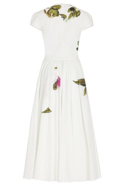 Lindsay Rose Style Flügelärmel Midikleid – Bedruckt & Plissiert