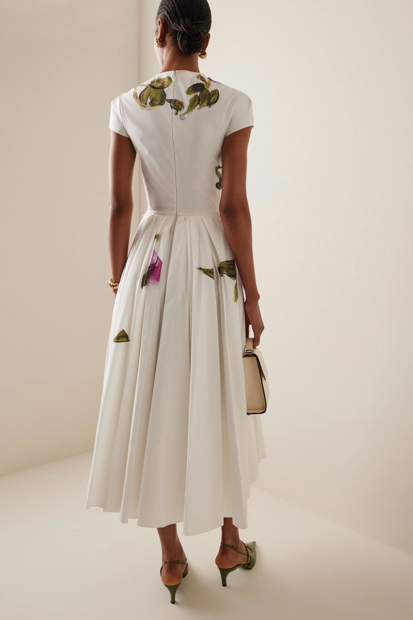 Lindsay Rose Style Flügelärmel Midikleid – Bedruckt & Plissiert